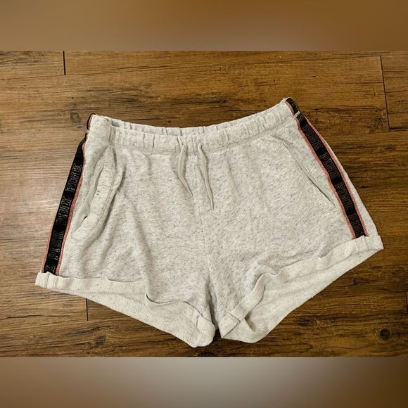 PINK VS GRAY BLING HOODIE / MATCHING SHORTS OUTFIT SET L - Picture 13 of 14